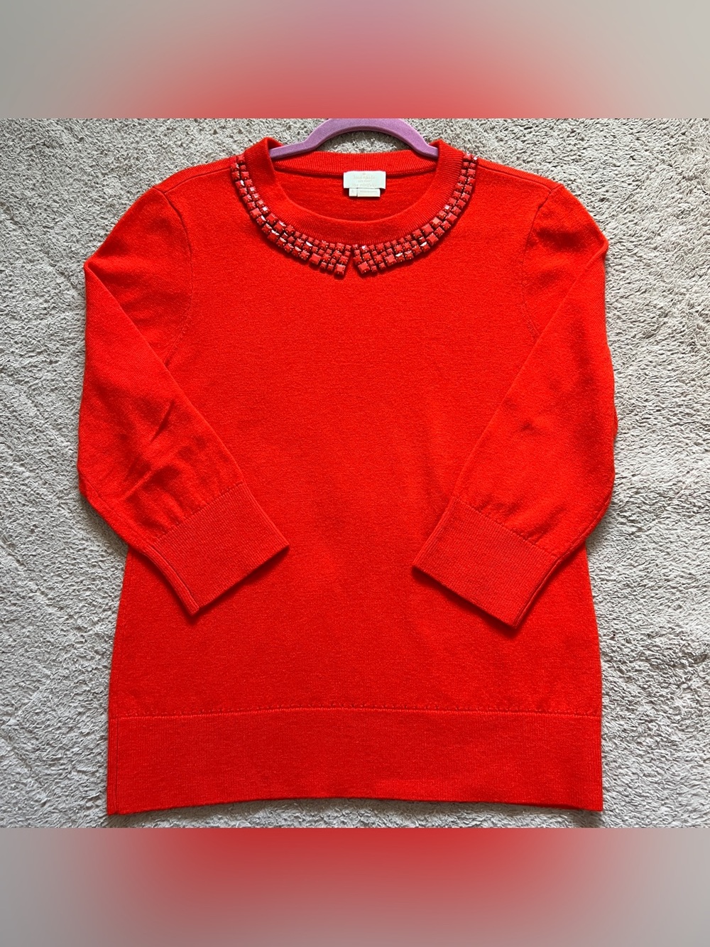 Kate Spade Embellished Collar Wool Cashmere‎ Sweater Preppy Quiet Luxury Sz L